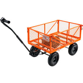 SuperHandy Electric-Assist Garden Cart 12V 7Ah AGM Batteries 440 lb. Load Capacity Orange GUO108