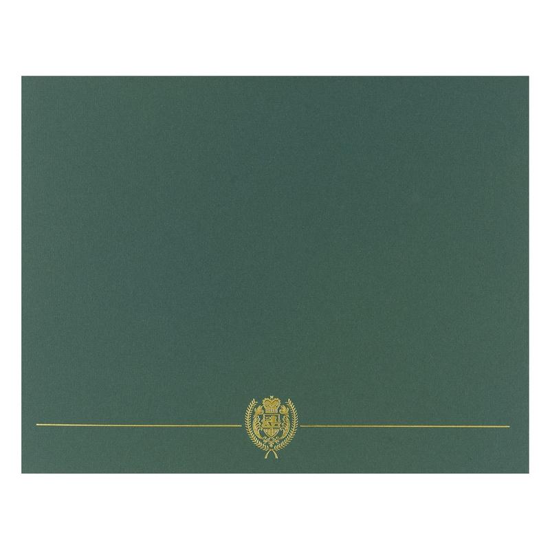 Great Papers! Classic Crest with Gold Foil Certificate Covers, 12in x 9 3/8in (folded), Hunter Green, Die-Cuts for 8.5in x 11in document, Pack Of 5 MPN:498020-8910