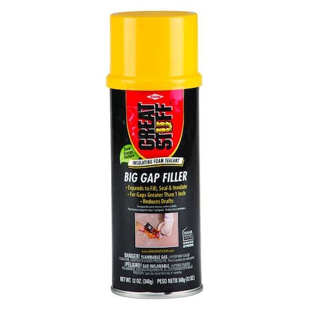 Spray Foam Sealant, 12 oz, Aerosol Can, Yellow, Big Gap Filler MPN:00157906