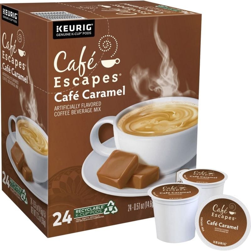 Cafe Escapes Single-Serve Coffee K-Cup Pods, Cafe Caramel, Carton Of 24 (Min Order Qty 3) MPN:6813