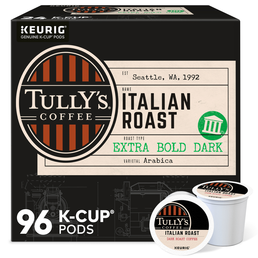 Tullys Coffee Italian Roast Keurig Single-Serve K-Cup Pods, Dark Roast, 24 Pods Per Pack, Case Of 4 Packs MPN:5000330029