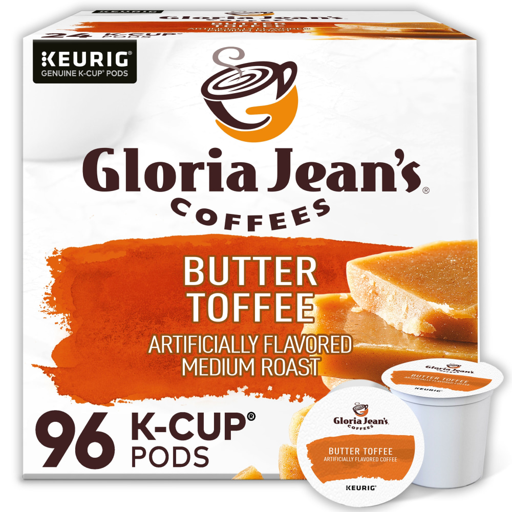 Gloria Jeans Butter Toffee Keurig Single-Serve K-Cup Pods, Medium Roast, 24 Pods Per Pack, Case Of 4 Packs MPN:5000330066