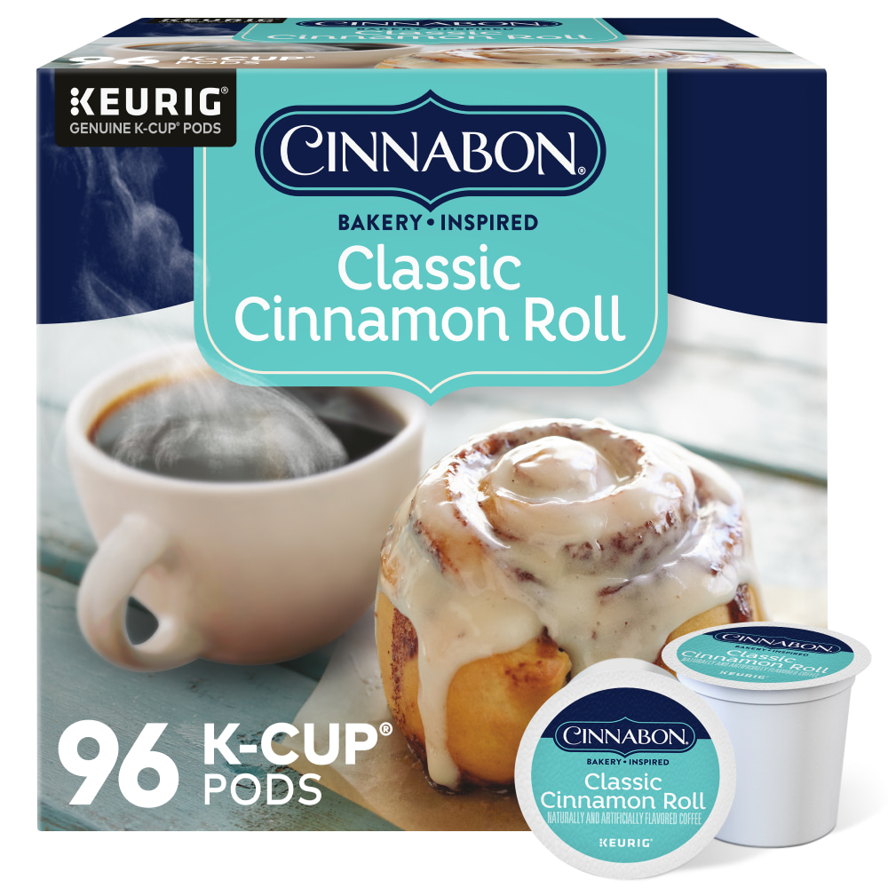 Cinnabon Classic Cinnamon Roll Keurig Single-Serve K-Cup Pods, Light Roast, 24 Pods Per Pack, Case Of 4 Packs MPN:5000330074