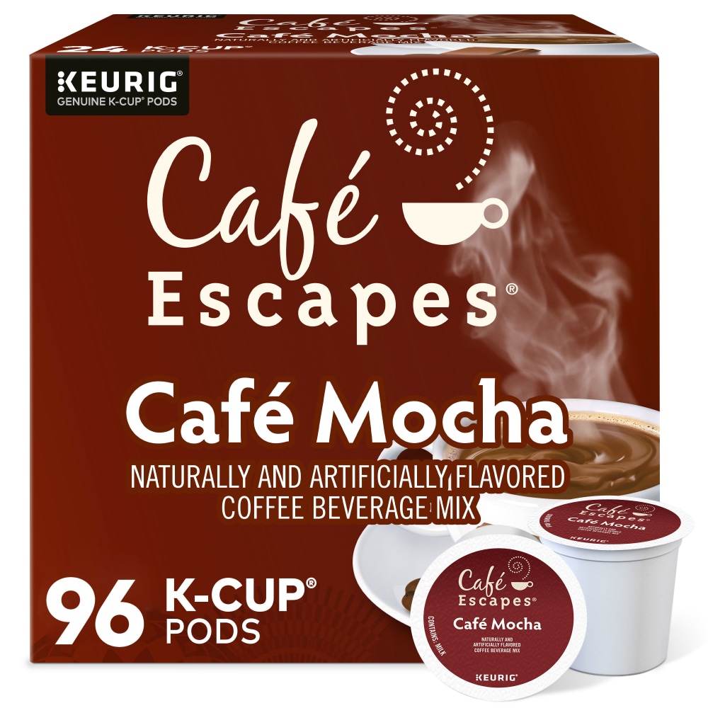 Cafe Escapes Cafe Mocha Keurig Single-Serve K-Cup Pods, 24 Pods Per Pack, Case Of 4 Packs MPN:5000330123