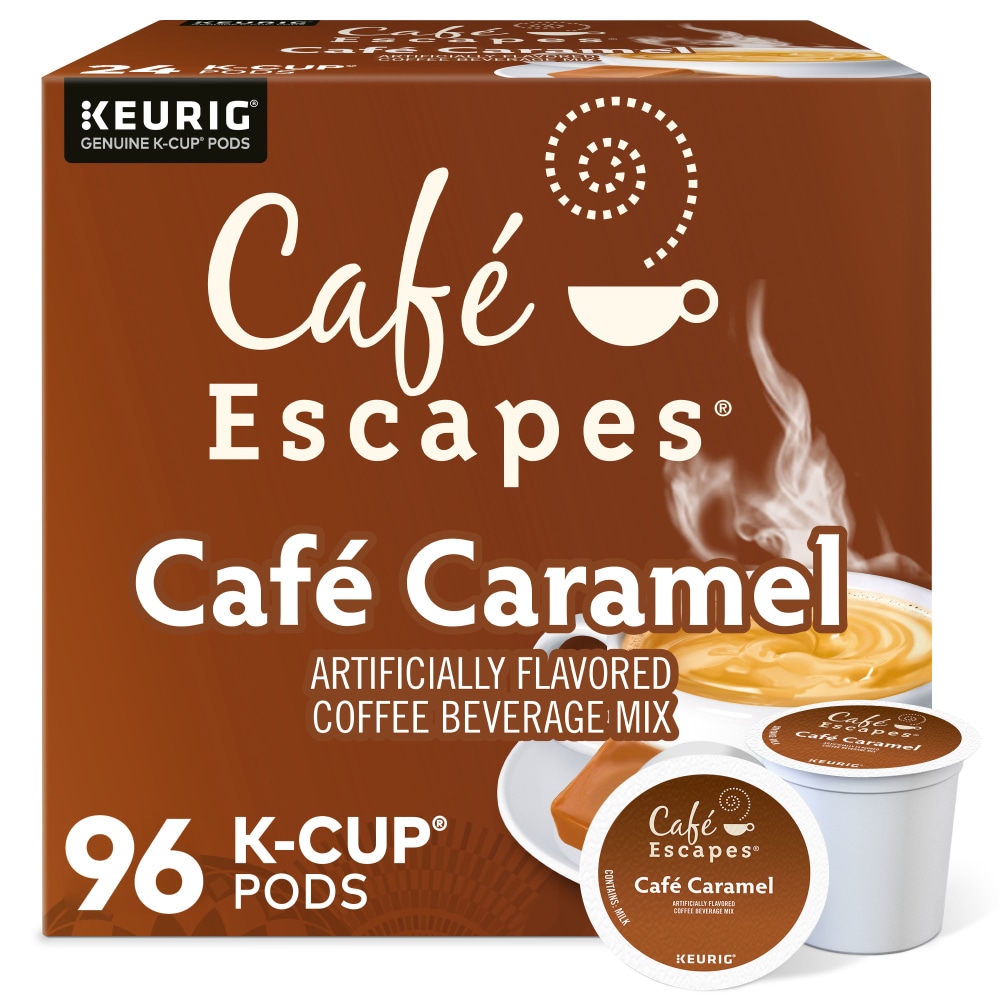 Cafe Escapes Cafe Caramel Keurig Single-Serve K-Cup Pods, 24 Pods Per Pack, Case Of 4 Packs MPN:5000330126