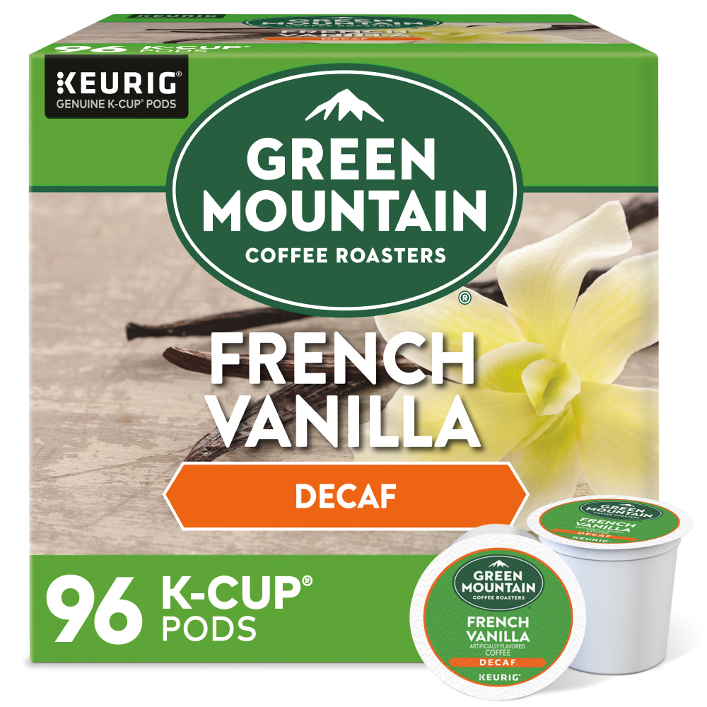 Green Mountain Coffee Roasters French Vanilla Decaf Keurig Single-Serve K-Cup Pods, Light Roast Coffee, 24 Pods Per Pack, Case Of 4 Packs MPN:5000330142