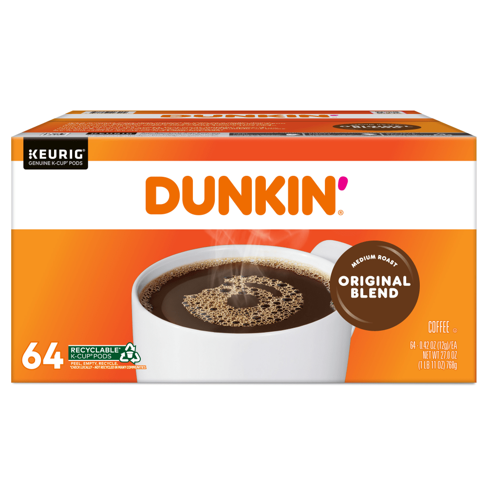 Dunkin Donuts Single-Serve Coffee K-Cup Pods, Original Blend, Medium Roast, Carton Of 64 Pods MPN:5000380571