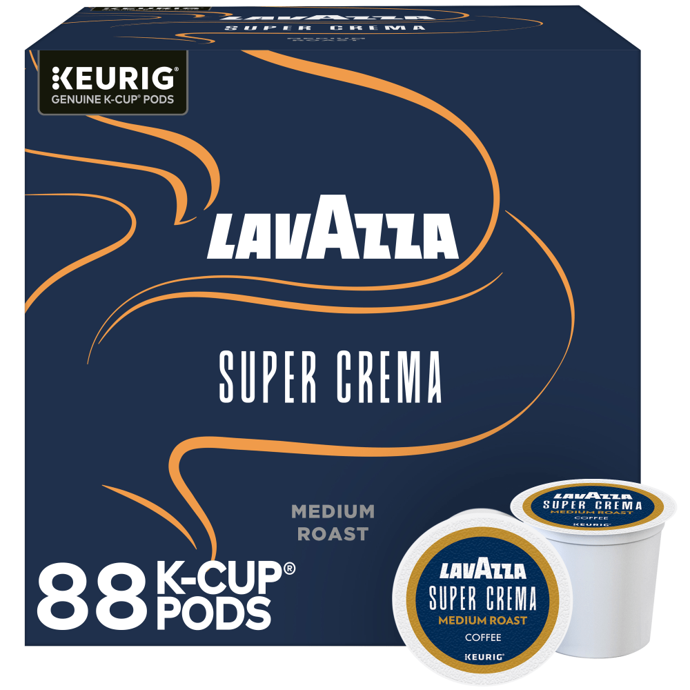 Lavazza Super Crema Single Serve Keurig K-Cup Pods, Medium Espresso Roast Coffee, 88 Count (4 Boxes of 22) MPN:5000391097