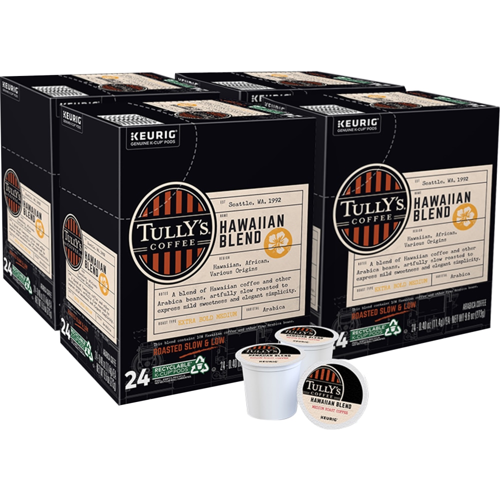 Tullys Coffee Single-Serve Coffee K-Cup, Hawaiian Blend, 96 Count (4 Packs of 24) MPN:6606CA