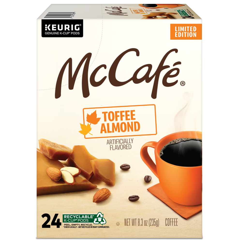 McCafe K-Cup Toffee Almond Coffee - Compatible with Keurig Brewer - Light - K-Cup - Toffee Almond - Kosher - 24 / Box MPN:9189