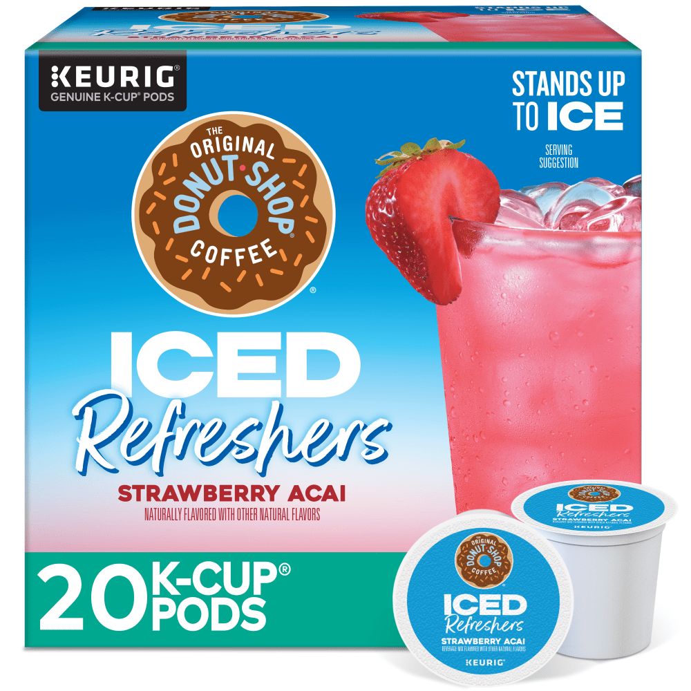 The Original Donut Shop Iced Refreshers, Strawberry Açaí Flavor, Keurig Single Serve K-Cup Pods, Box of 20 K-Cup Pods MPN:5000379382