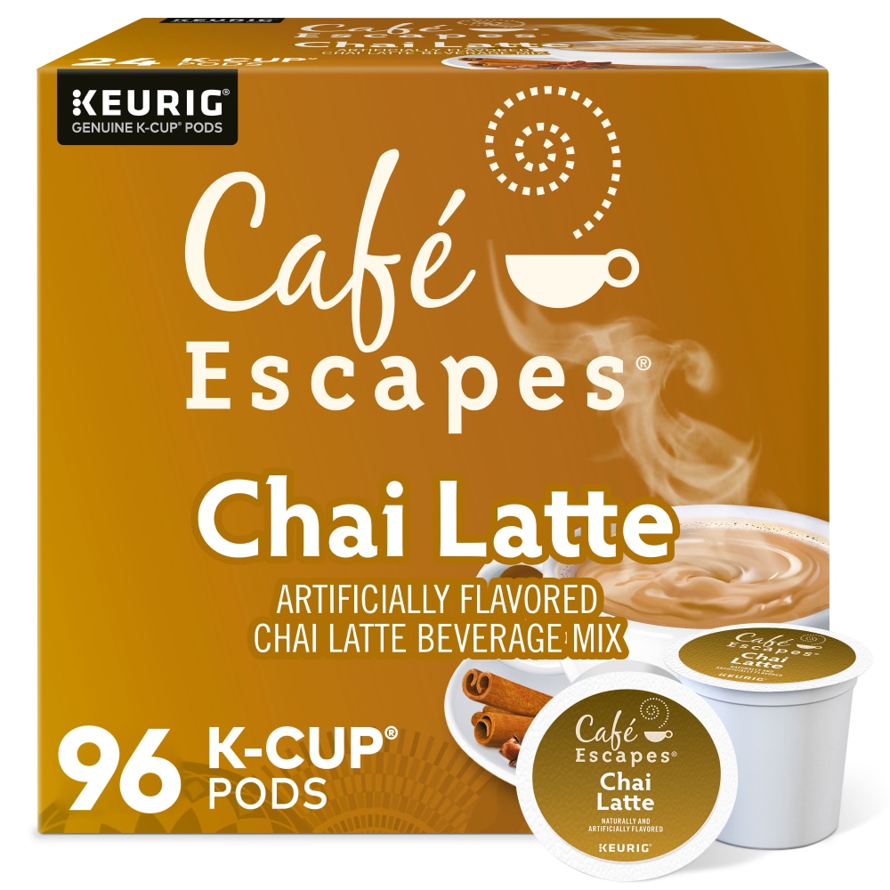 Cafe Escapes Chai Latte Keurig Single-Serve K-Cup Pods, 24 Pods Per Pack, Case Of 4 Packs MPN:5000330124