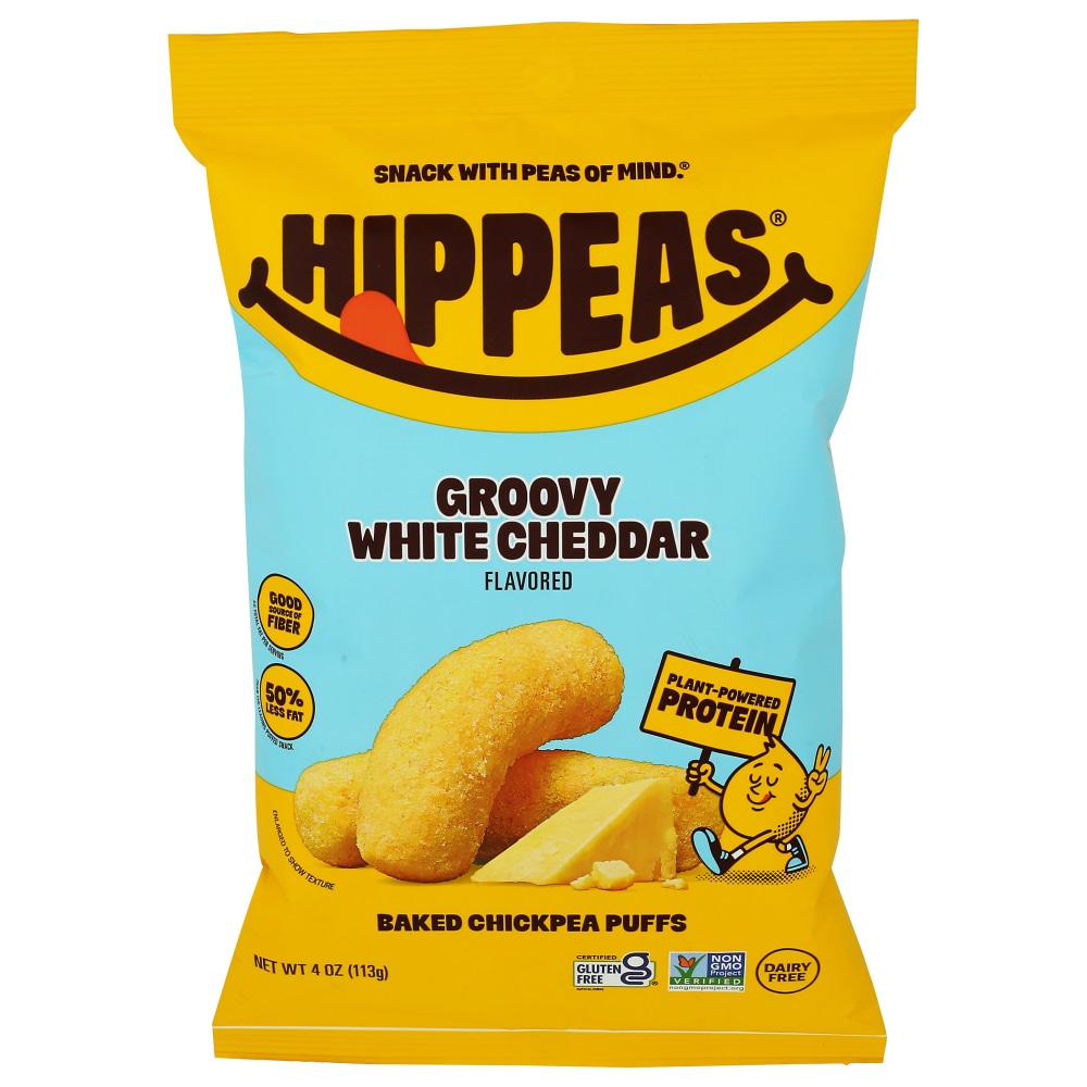 HIPPEAS Chickpea Puffs, White Cheddar, 4 Oz, Total Qty 12 MPN:401001