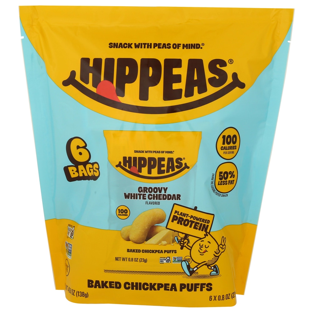 HIPPEAS Chickpea Puffs, White Cheddar, 0.8 Oz, Total Qty 72 MPN:401013