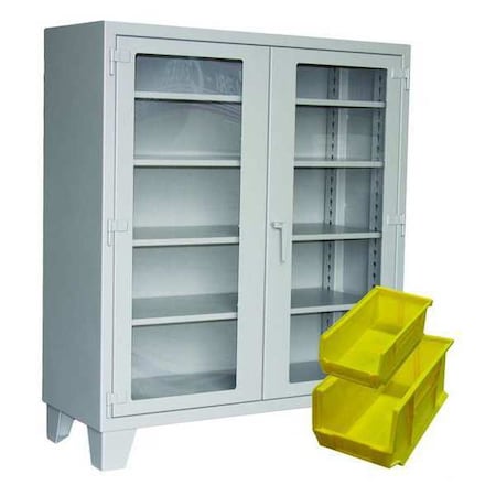 Shelving Storage Cabinet, 78 in H, 54 in W, 24 in D, Swing, Padlock Hasp, Gray, 4 Shelves, 0 Drawers MPN:EX-734-1BS5-CSP-CFG2