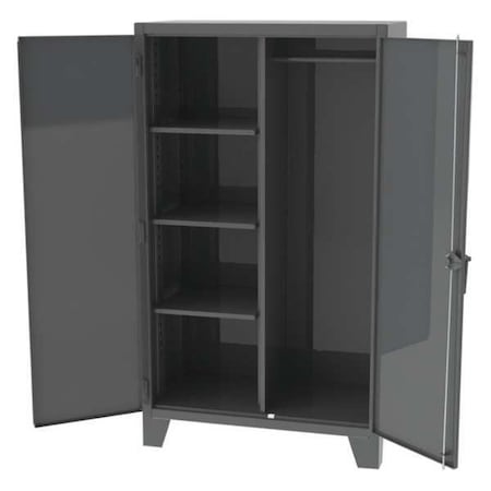 Wardrobe Storage Cabinet, 84 in H, 36 in W, 24 in D, Swing, Padlock Hasp, Dark Gray, 4 Shelves MPN:EX-783-2