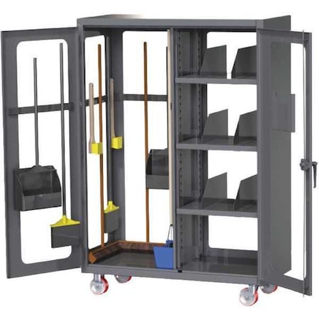 Clearview Door Storage Cabinet, 54 in W, 78 in H, 24 in D, Dark Gray MPN:EX-785-2-SP-JN-CV