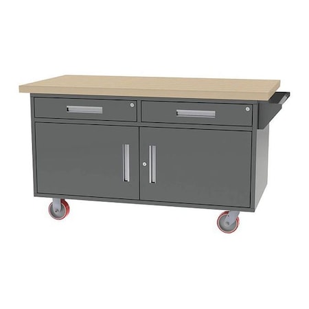 Two Drawer/Double Door Mobile Bench, 60