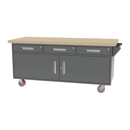 Three Drawer/Double Door Mobile Bench, 75