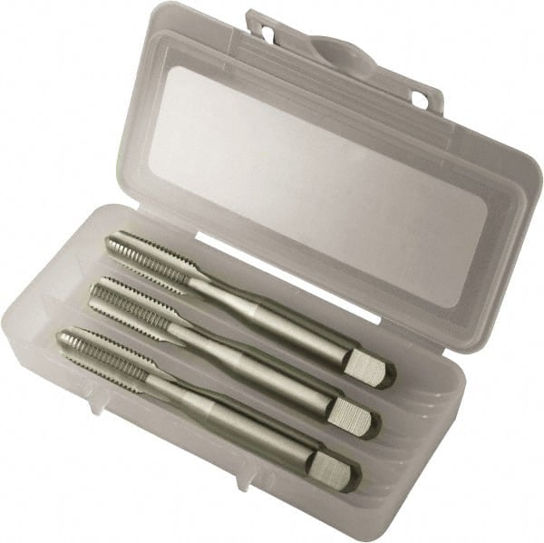 Tap Set: 3/8-16 UNC, 4 Flute, Bottoming Plug & Taper, High Speed Steel, Bright Finish MPN:342589