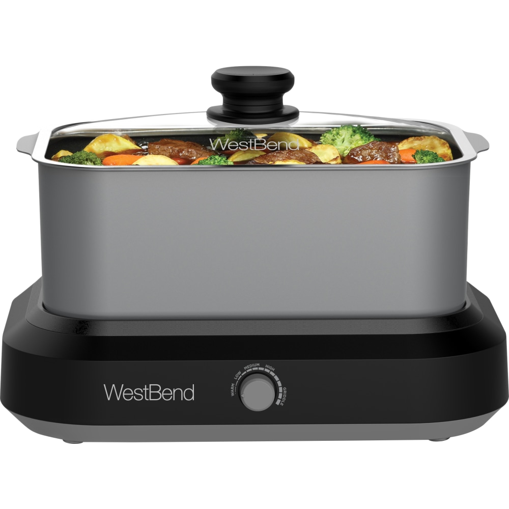 West Bend 5-Quart Oblong Slow Cooker, Silver MPN:87905