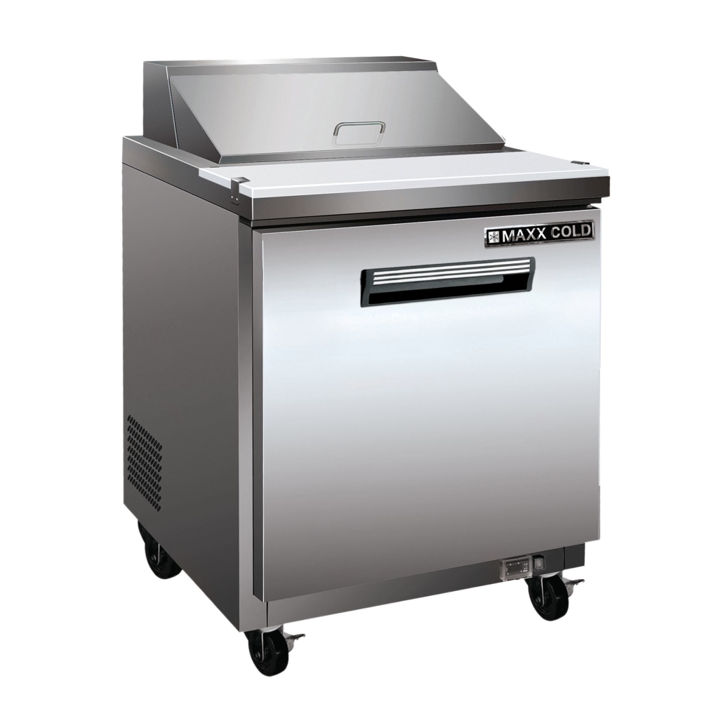 Edgecraft Maxx-Cold MXCR29SHC 7 Cu Ft 1-Door Refrigerated Stainless-Steel Sandwich/Salad Prep Station, Silver MPN:MXCR29SHC