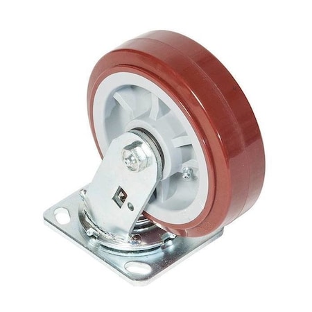 Plate Caster, Swivel, Polyurethane, 7 1/2