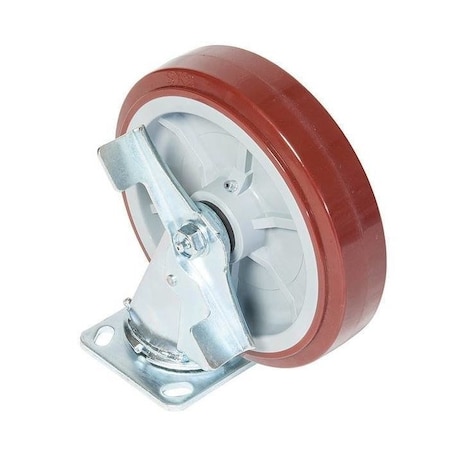 Plate Caster, Swivel, Polyurethane, 9 1/2