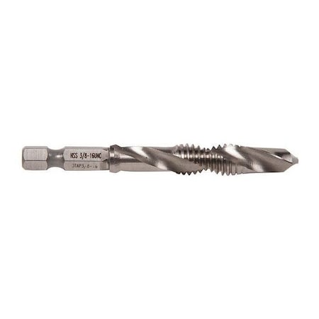 Drill, Tap, Countersink, 3-1/4in, 3/8