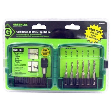 Drill/Tap/Countersink Set, SAE, 6 Piece MPN:DTAPKIT