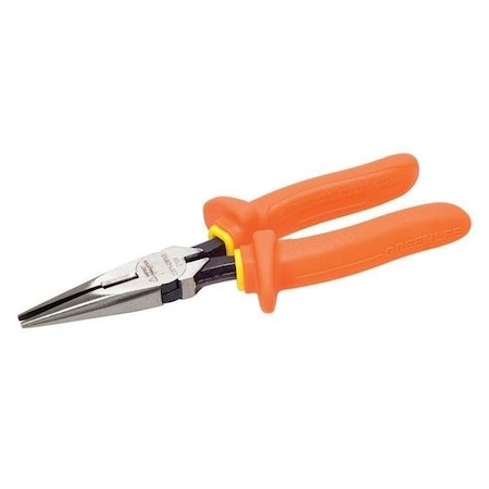 8 in Greenlee® Long Nose Plier, Side Cutter Insulated, Molded Handle MPN:0351-08-INS