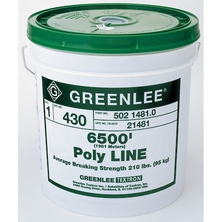 Poly Line, 6500 ft, Breaking Strength 210 lb, Green MPN:430