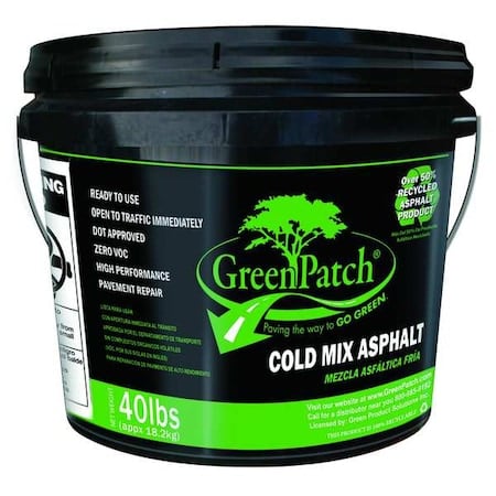 Cold Patch, Pail, Black, Cold Mix Asphalt MPN:GP40P