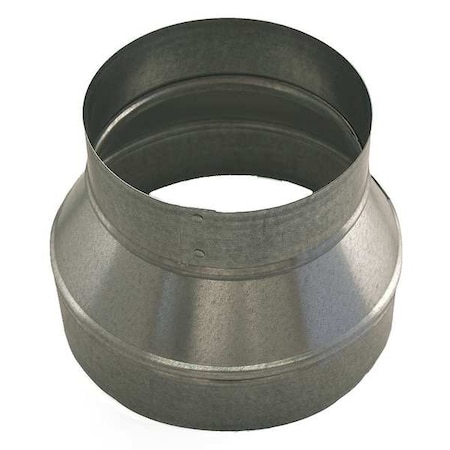 Round Duct Reducer, 5 in x 4 in Duct Dia, Galvanized Steel, 24 ga GA, 5 in W, 6