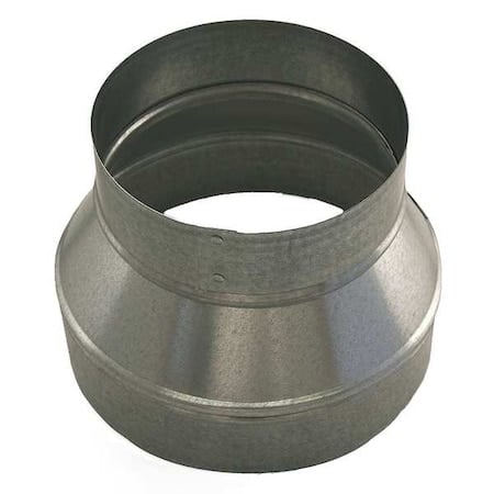 Round Duct Reducer, 8 in x 6 in Duct Dia, Galvanized Steel, 24 ga GA, 8 in W, 6