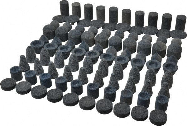 100 Piece Aluminum Oxide Vitrified Mounted Stone Abrasive Point Set MPN:KIT-1/4-BLUE100