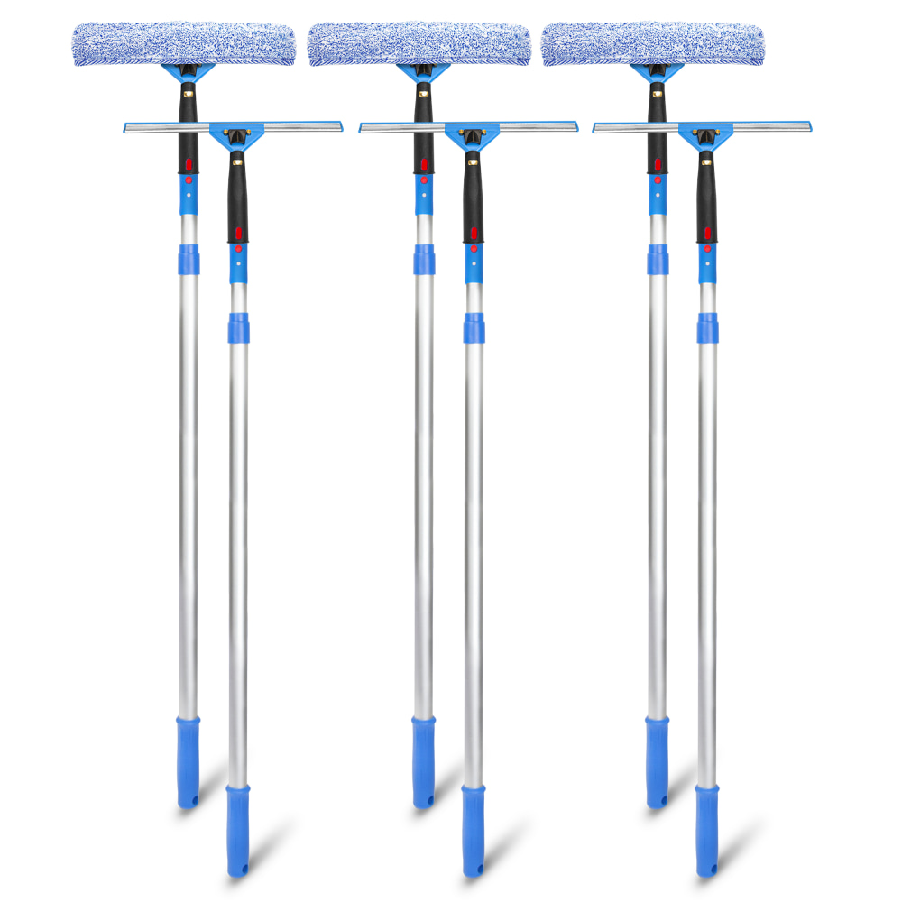 Gritt Commercial Pro Window Washing Kit With Squeegee, Washer And Telescopic Pole, 14in Squeegee And Washer/6ft Pole, Multicolor, Pack Of 3 Kits MPN:GRI137-6F-14-3PK