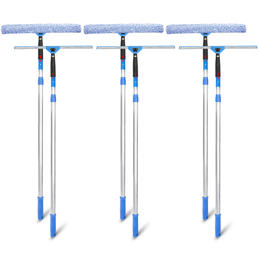 Gritt Commercial Pro Window Washing Kit With Squeegee, Washer And Telescopic Pole, 18in Squeegee And Washer/6ft Pole, Multicolor, Pack Of 3 Kits MPN:GRI137-6F-18-3PK