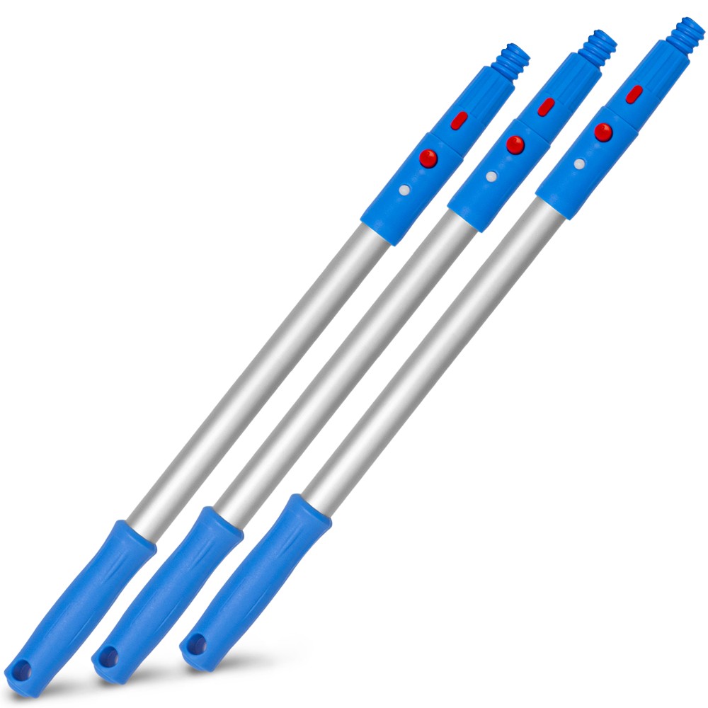 Gritt Commercial Aluminum Pole With Click/Lock Adapter Cone, 20in, Blue/Silver, Pack Of 3 Poles MPN:GRI107-3PK