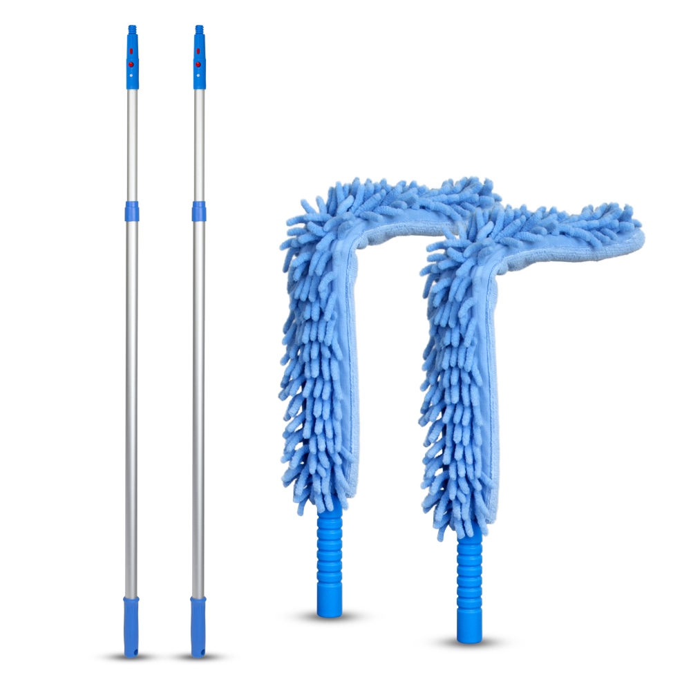 Gritt Commercial 22in Flexible Wand Dusters With Microfiber And Chenille Sleeve And 6ft Telescopic Pole, Blue, Set Of 2 Dusters MPN:GRI175-6F-2PK