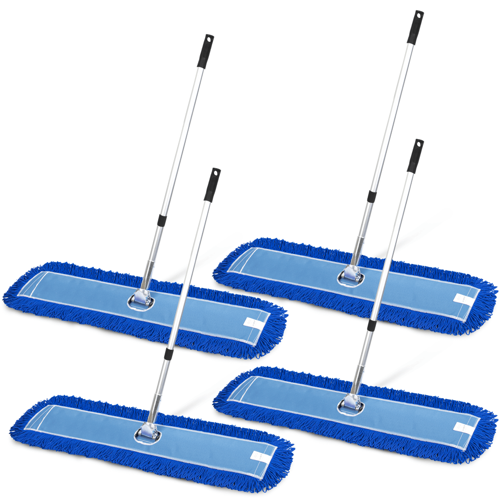 Gritt Commercial All-In-One Microfiber Dust Mop Sets With 72in Telescopic Handle, 48in, Blue/Silver, Pack Of 4 Sets MPN:GRI174-48-T-4PK