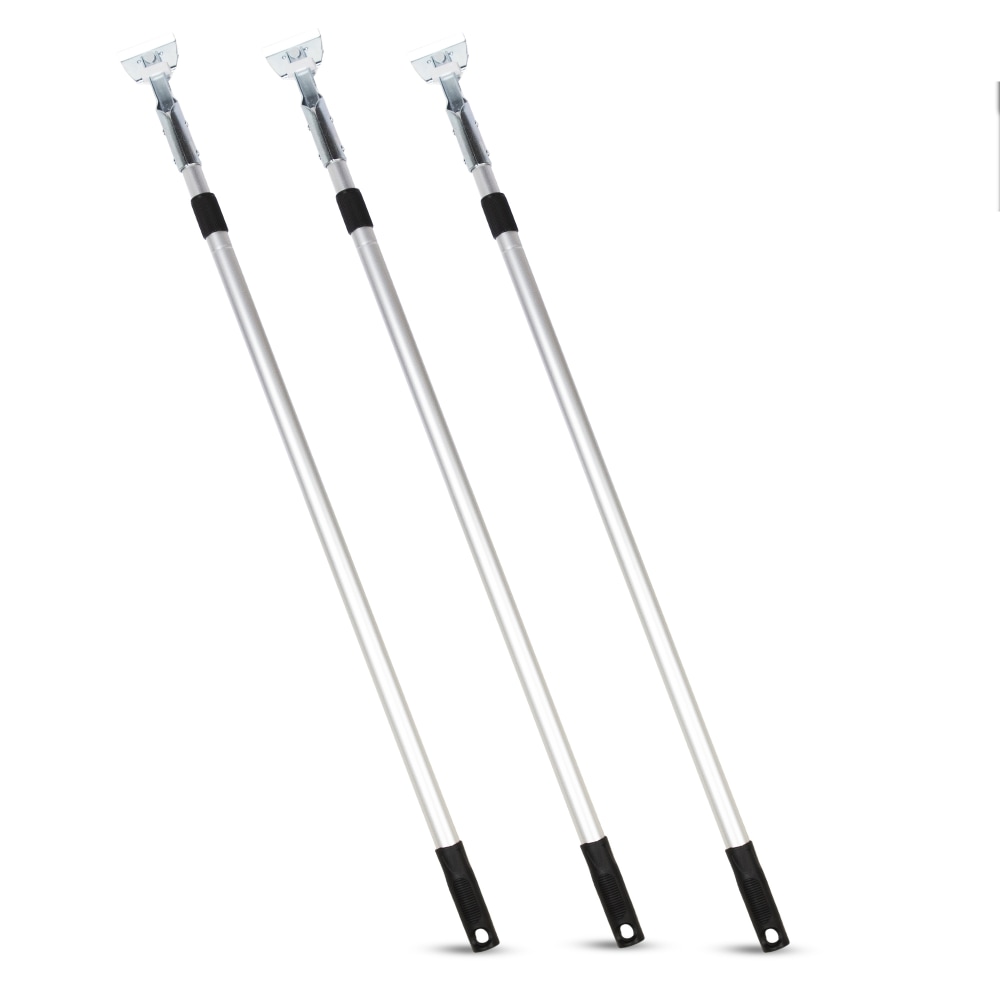 Gritt Commercial Aluminum Telescopic Dust Mop Handles, 72in, Silver, Pack Of 3 Handles MPN:GRI181-3PK