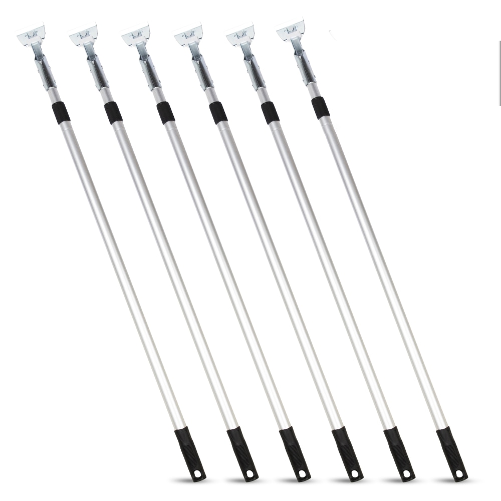 Gritt Commercial Aluminum Telescopic Dust Mop Handles, 72in, Silver, Pack Of 6 Handles MPN:GRI181-6PK
