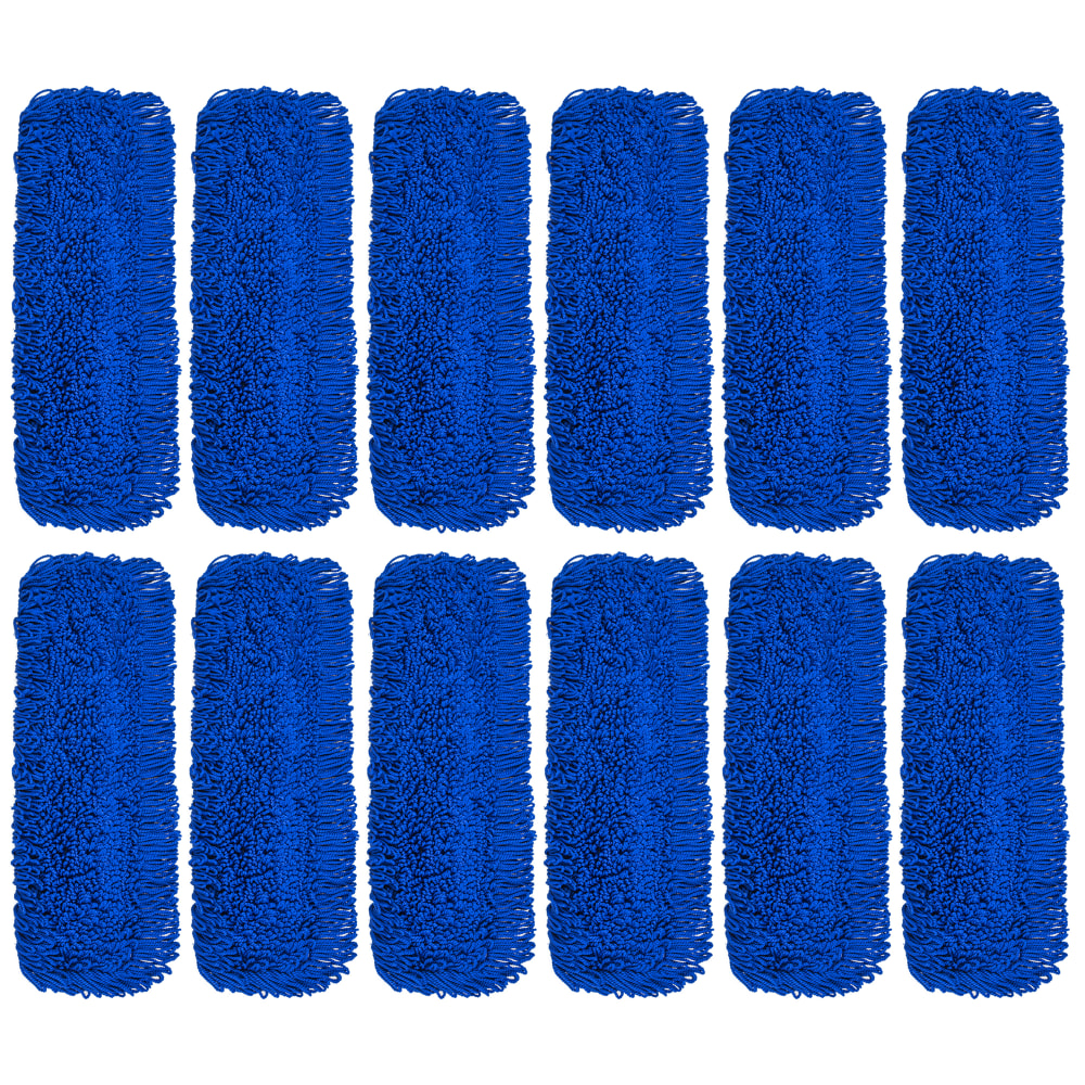 Gritt Commercial Microfiber Looped Dust Mop Pad Head, 24in, Blue, Pack Of 12 Pad Heads MPN:GRI182-24-12PK