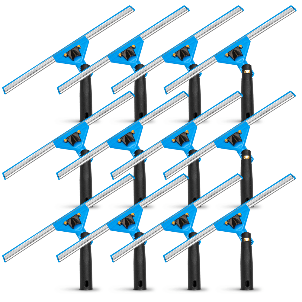 Gritt Commercial Swivel Window Squeegees With Quick Release, 14in, Blue/Silver/Black, Pack Of 12 Squeegees MPN:GRI129-12PK