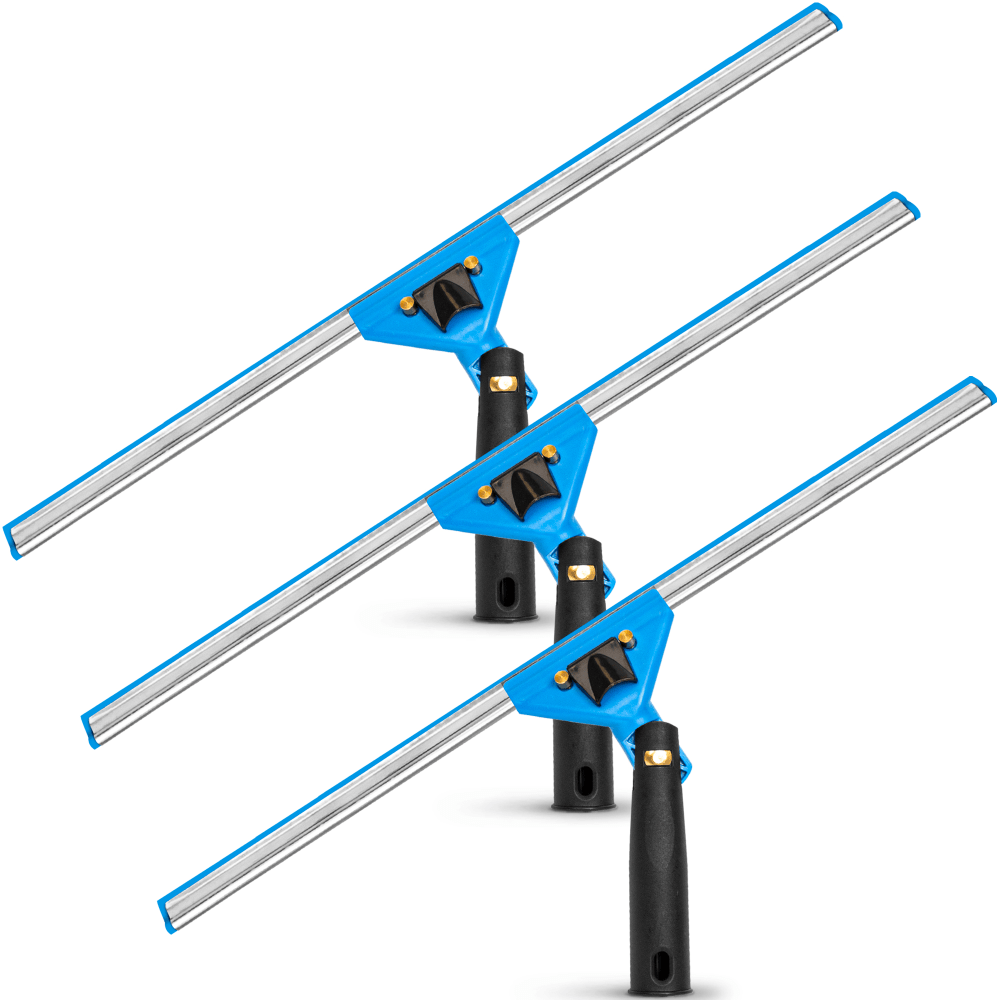 Gritt Commercial Swivel Window Squeegees With Quick Release, 18in, Blue/Silver/Black, Pack Of 3 Squeegees MPN:GRI129-18-3PK