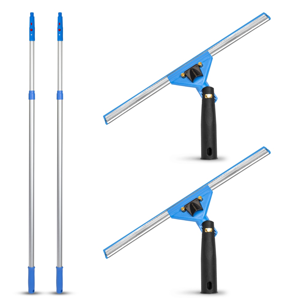 Gritt Commercial Swivel Window Squeegee And Telescopic Pole Window Washing Kit, 14in Squeegee/6ft Pole, Multicolor, Pack Of 2 Kits MPN:GRI130-6F-14-2PK