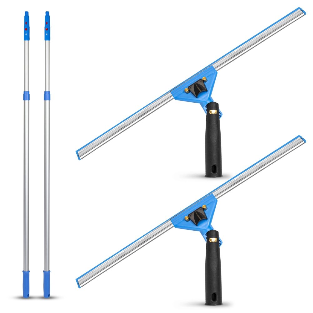 Gritt Commercial Swivel Window Squeegee And Telescopic Pole Window Washing Kit, 18in Squeegee/6ft Pole, Multicolor, Pack Of 2 Kits MPN:GRI130-6F-18-2PK