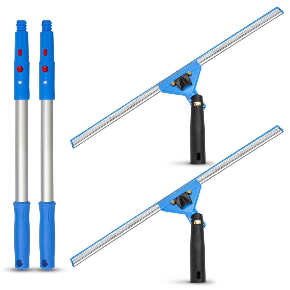 Gritt Commercial Swivel Window Squeegee And Pole Window Washing Kit, 18in Squeegee/20in Pole, Multicolor, Pack Of 2 Kits MPN:GRI131-18-2PK