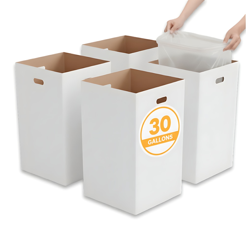Gritt Commercial 30-Gallon Corrugated Cardboard Trash/Recycling Waste Containers, White, Pack Of 4 Containers MPN:GRI520-30G-4